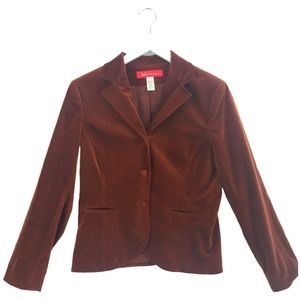 Anne Klein 3 Button Blazer Size 10 in Brown Velour Stretch